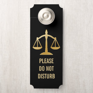 Do Not Disturb Golden Scales of Justice Law Theme Door Hanger