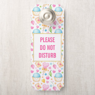 Do Not Disturb Hearts and Cupcakes Pattern Door Hanger
