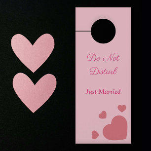 Do Not Disturb - Just Married with Hearts Door Hanger
