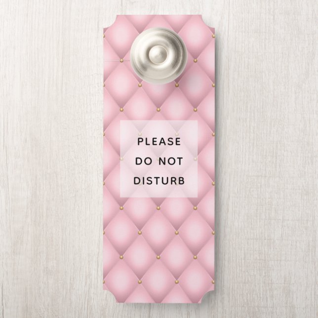 Do Not Disturb Luxury Pink Tufted Diamond Pattern Door Hanger (On Knob)