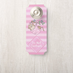 Do Not Disturb - Pink - Monkey Baby Door Hanger