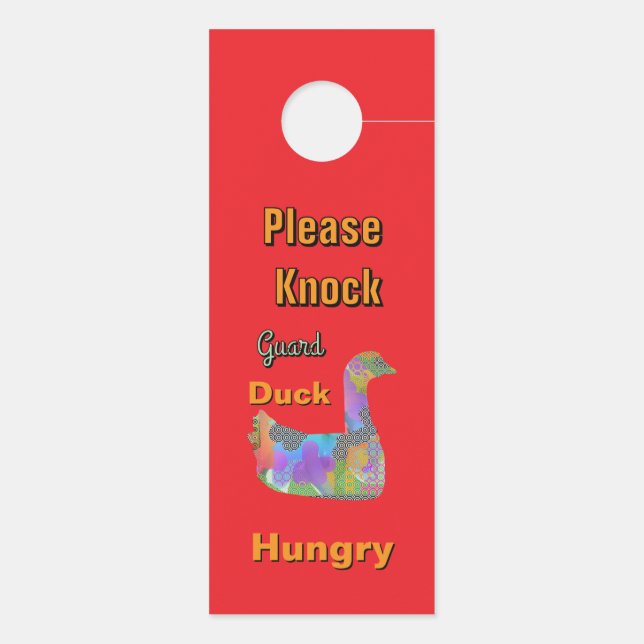 Do Not Disturb /Please Knock/Guard Duck Red  Door Hanger (Back)