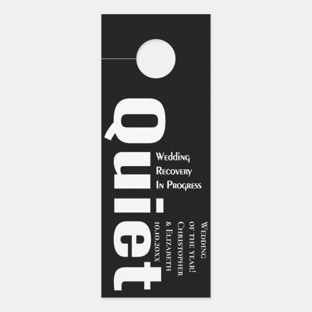 Do Not Disturb Quiet Wedding Modern Golden Door Ha Door Hanger (Front)