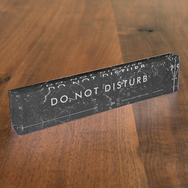 Do Not Disturb Sign Black Marble Silver Business Nameplate (Side)
