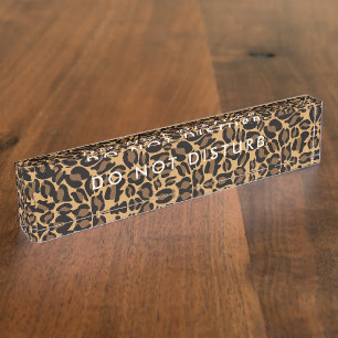 Do Not Disturb Sign Leopard Print Business Nameplate