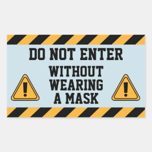 Do Not Enter Without Mask Rectangular Sticker