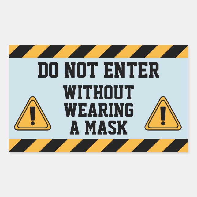Do Not Enter Without Mask Rectangular Sticker (Front)