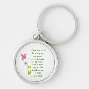 Do Not Fear, Courage Scriptures Sweet Pea Locket Key Ring