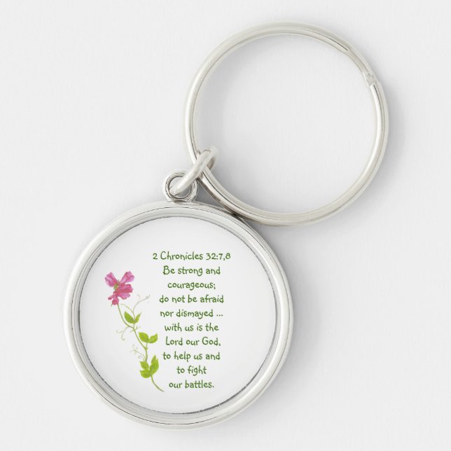 Do Not Fear, Courage Scriptures Sweet Pea Locket Key Ring (Front)