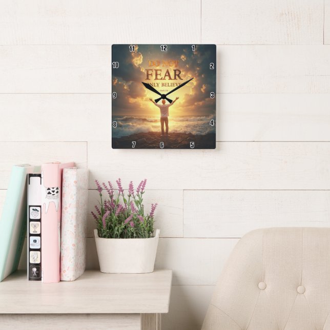 Do not fear, only believe Mark 36 Square Wall Clock (Reading Room)