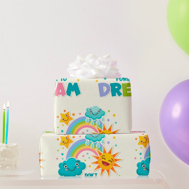 Do Not Forget to Dream Inspirational Sun Clouds  Wrapping Paper (Creator Uploaded)