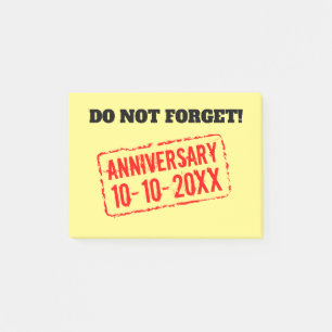 Do not forget your wedding anniversary date custom post-it notes