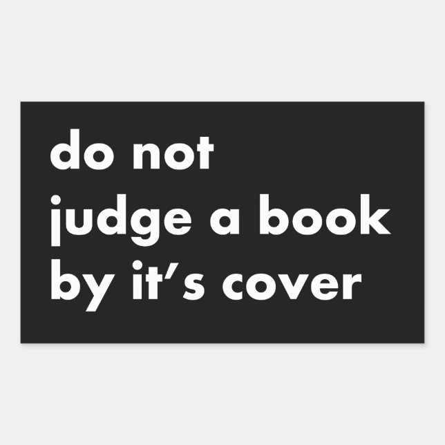 Do not judge book by its cover rectangular sticker (Front)