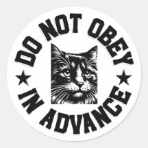 Do Not Obey in Advance Cat Sticker