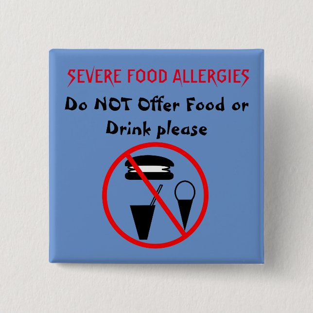 Do Not Offer Food or Drink Button for Food Allergy (Front)