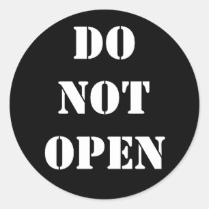 Do not open black and white office envelope seal