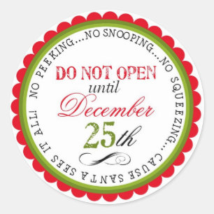 Do Not Open Christmas Gift Stickers