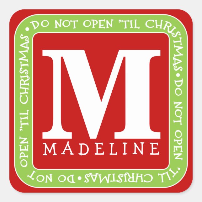 Do Not Open Til Christmas Personalise Gift Sticker (Front)