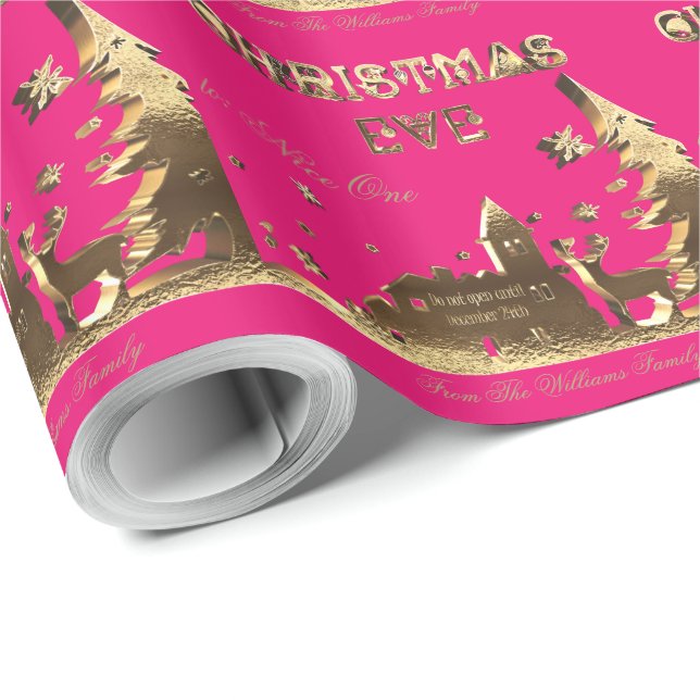 Do not open until Christmas Eve Bright Pink Wrapping Paper (Roll Corner)