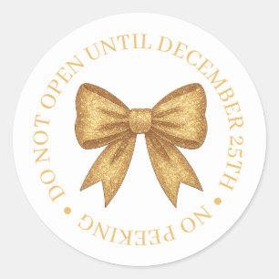 Do Not Open Until Christmas Gold Classic Round Sticker