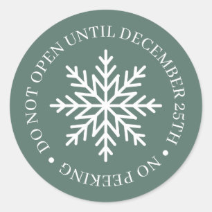 Do Not Open Until Christmas Green Classic Round Sticker