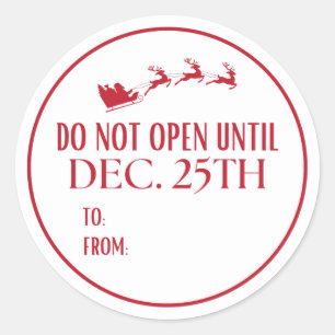 Do Not Open Until Christmas Santa Classic Round Sticker
