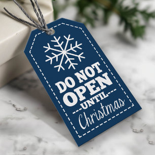 Do Not Open Until Christmas Snowflake - navy blue Gift Tags