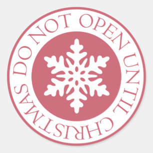 Do Not Open Until Christmas Snowflake Red Classic Round Sticker