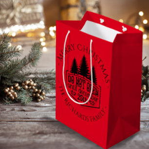 Do not Open until - Red Personalized Christmas Medium Gift Bag