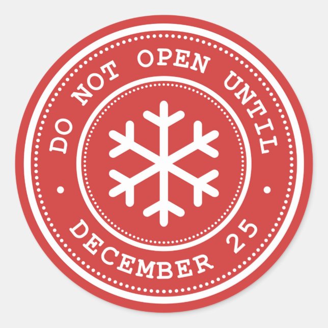 Do Not Open Until Red White Gift Tag (Front)