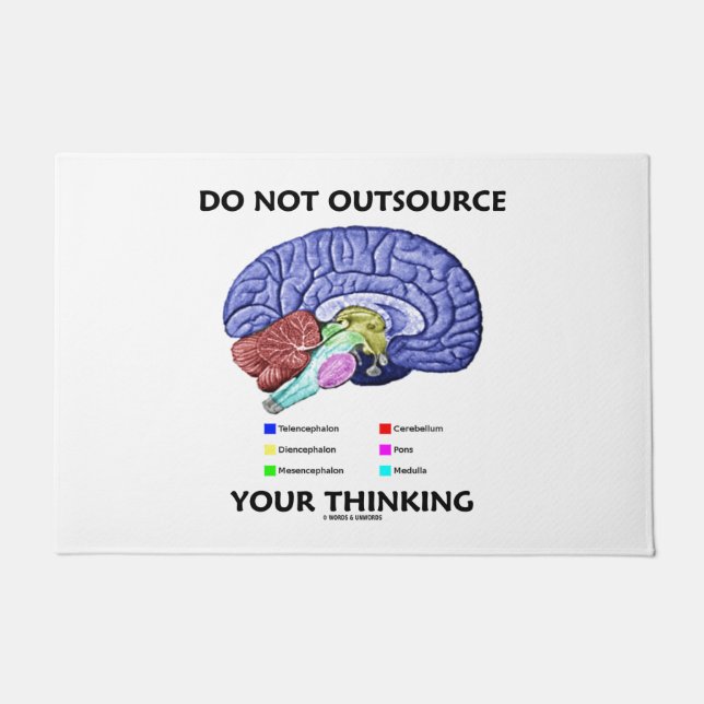 Do Not Outsource Your Thinking Brain Anatomy Humou Doormat (Front)