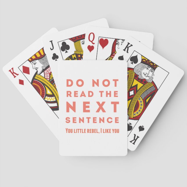 Do not read the next sentence playing cards (Back)