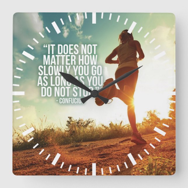 DO NOT STOP. Running Marathon Workout Motivational Square Wall Clock (Front)