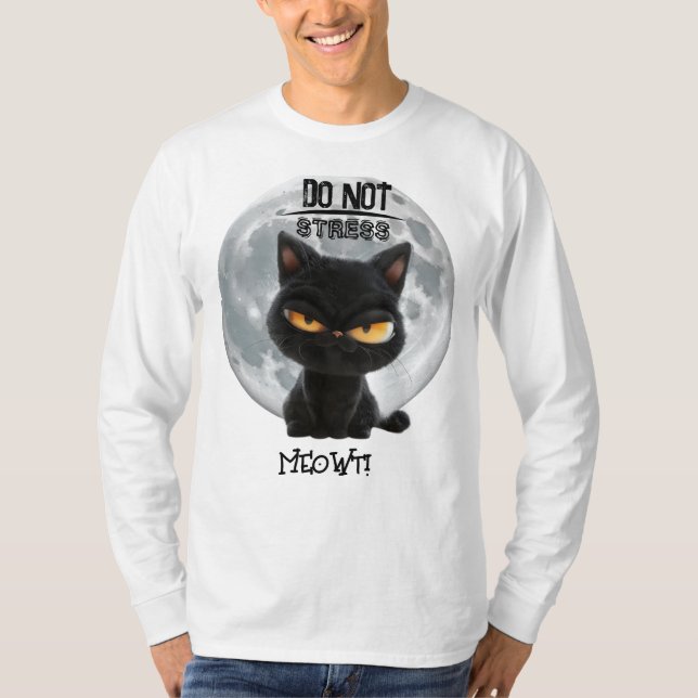 "Do Not Stress Meowt" Cat Humour  T-Shirt (Front)