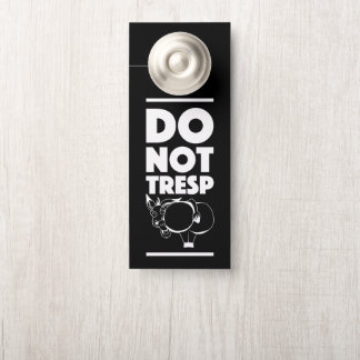 do not trespass black door hanger