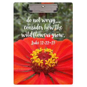 Do Not Worry Consider Wild Flowers Christian Bible Clipboard