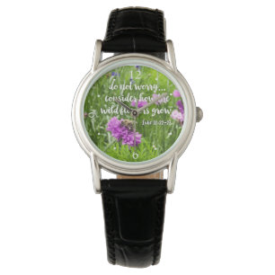 Do Not Worry Wild Flowers Bee Christian Bible Watch