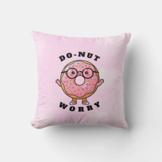 Do‑nut Worry – Cute Doughnut Cartoon Character Cushion