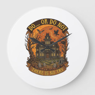 Do Or Do Not There Is No Try Haunted House Hallowe Large Clock