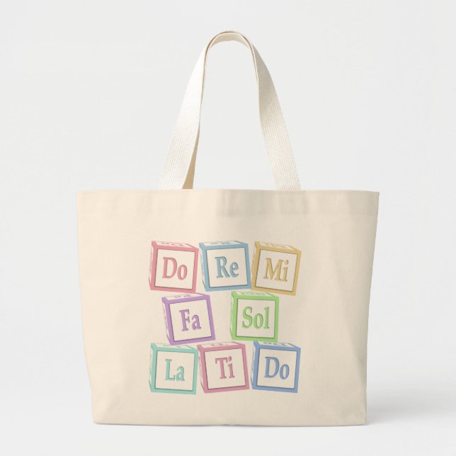 "Do Re Mi" Octave Solfeggio Musical Baby Blocks Large Tote Bag (Front)