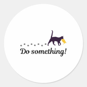 Do Something Funny Cat Trump Hair Presidential Ele Classic Round Sticker