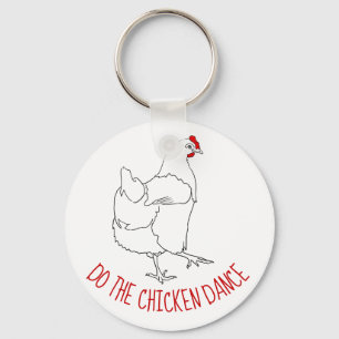 Do the Chicken Dance Funny Cute Quirky Animal Art Key Ring