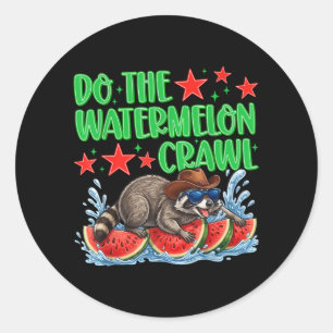 Do The Watermelon Crawl Funny Racoon Cowboy Classic Round Sticker
