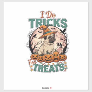 Do Tricks Treats Halloween Pug Witch Hat Pumpkins_