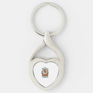 Do Tricks Treats Halloween Pug Witch Hat Pumpkins_ Key Ring