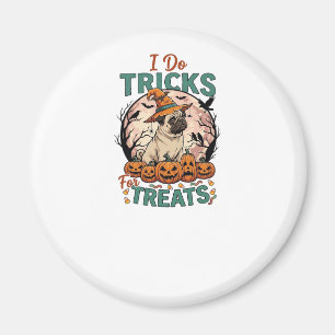 Do Tricks Treats Halloween Pug Witch Hat Pumpkins_ Magnet