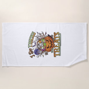 Do Tricks Treats Halloween Pumpkin Basket Candy Sk Beach Towel