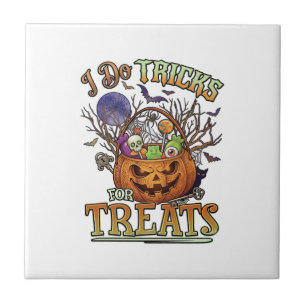 Do Tricks Treats Halloween Pumpkin Basket Candy Sk Ceramic Tile