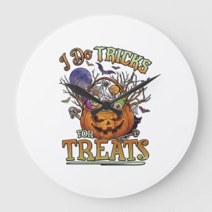 Do Tricks Treats Halloween Pumpkin Basket Candy Sk Large Clock