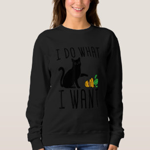 Do What I Want Cute Black Cat Cactus Graphic Sweatshirt